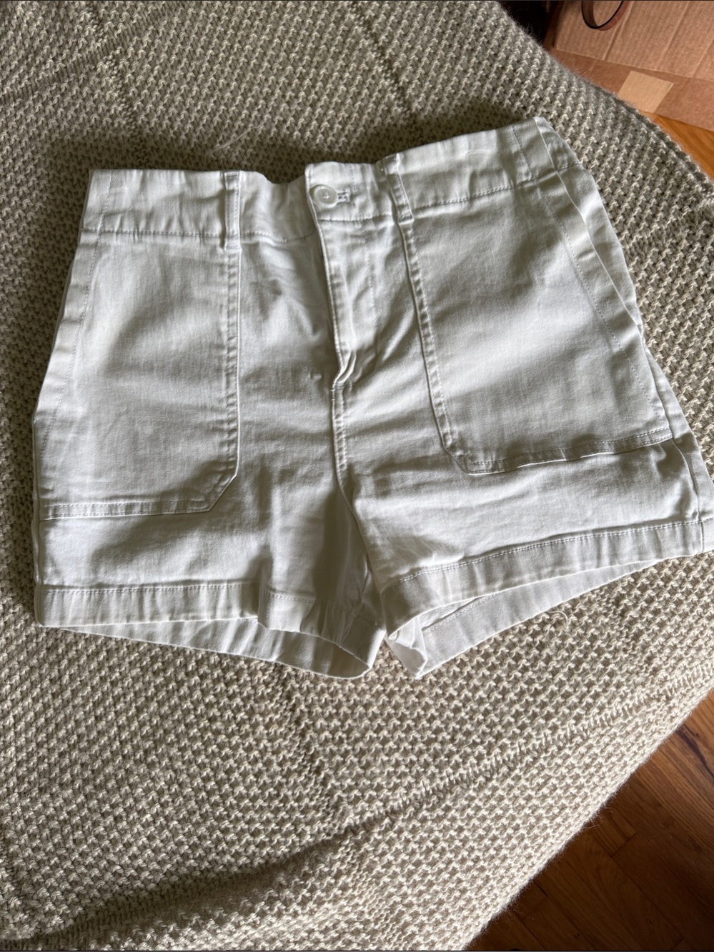 High-Waist White Utility Pocket Shorts
